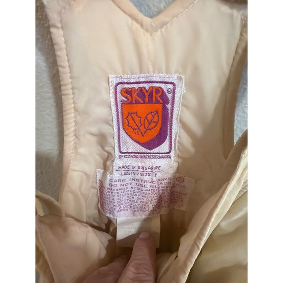 Skyr Ski Bib Overalls Womens Sm Ivory Quilted Vintage Snow Pants Gaper Day